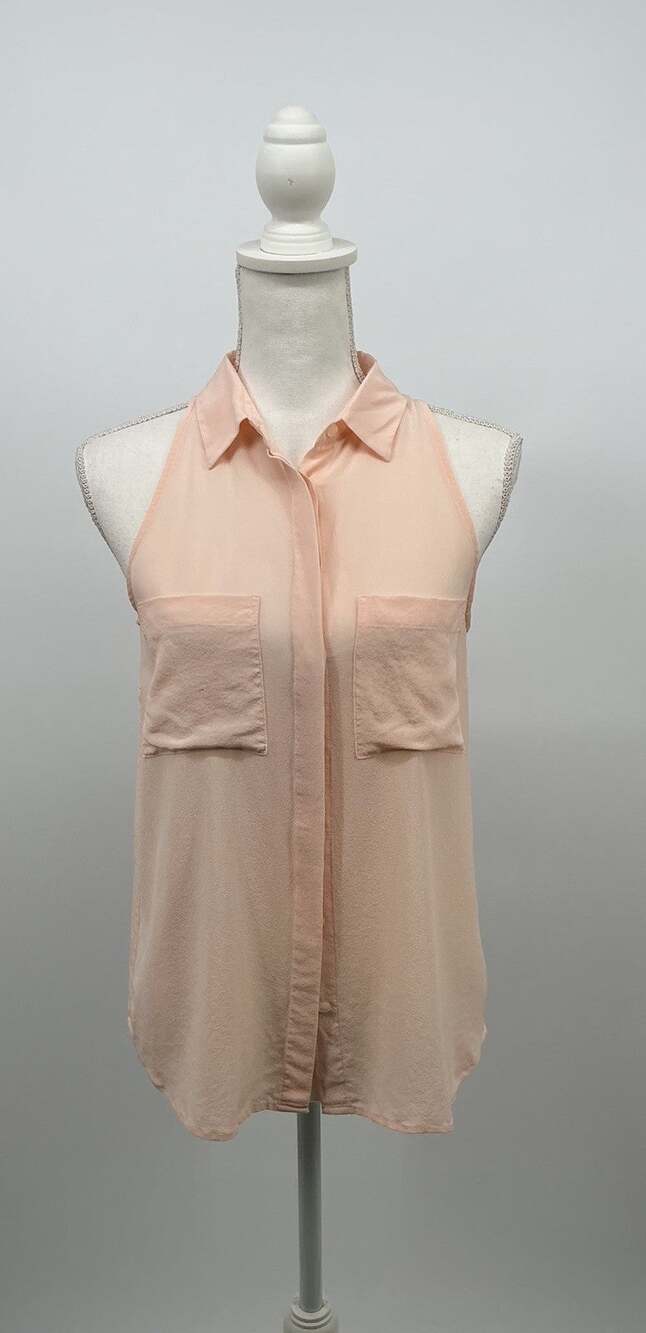 Madewell Women’s M Blush Pink 100% Silk Sleeveless Button Down Blouse